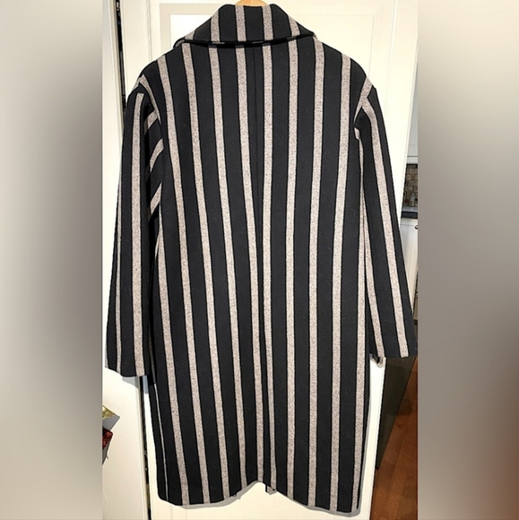 NWT SELECTED FEMME NWT Cocoana Oversized Wool Blend Stripe Coat Size Eu 38 - Picture 6 of 12